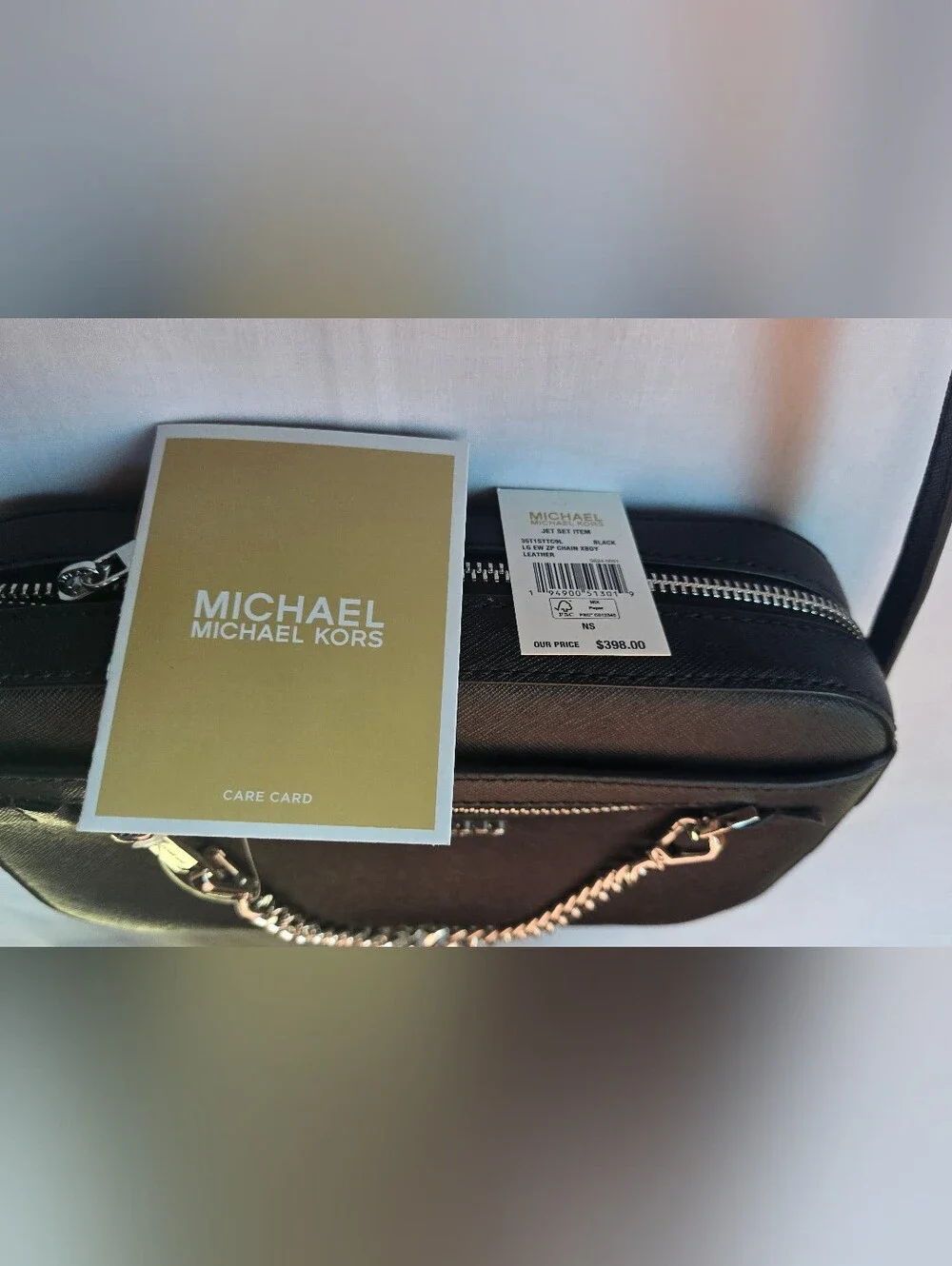 Michael Kors Black Crossbody with Silver Chain Accent